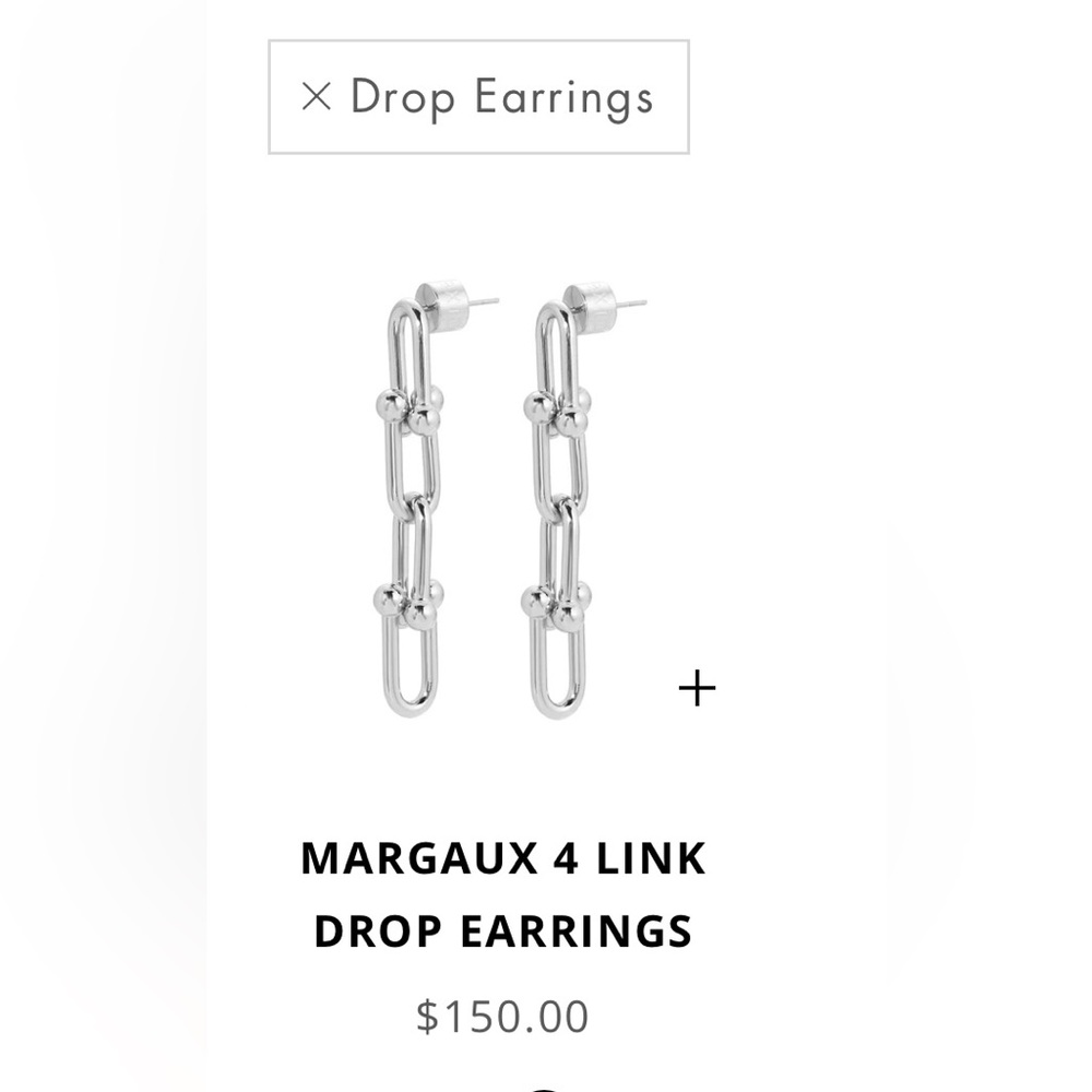 MARGAUX 4 link drop earrings by EKLEXIC in rhodium silver
